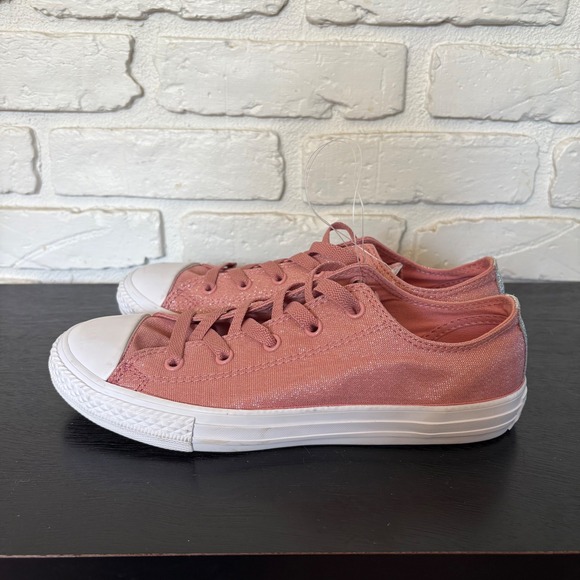 NWOT Converse All Star Pink Sparkly Lace Up Sneaker Junior Size 4, Women's 6 - Picture 5 of 8